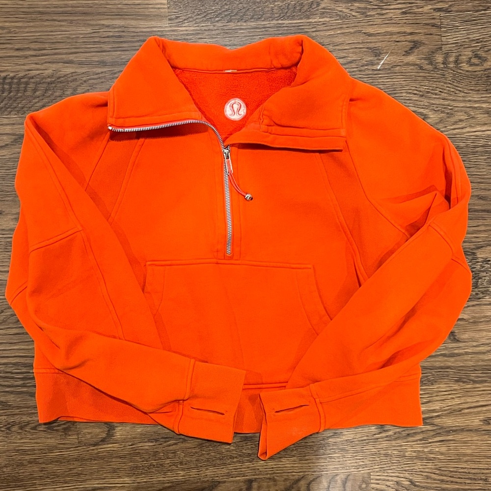 lululemon athletica Orange Scuba half zip M/L